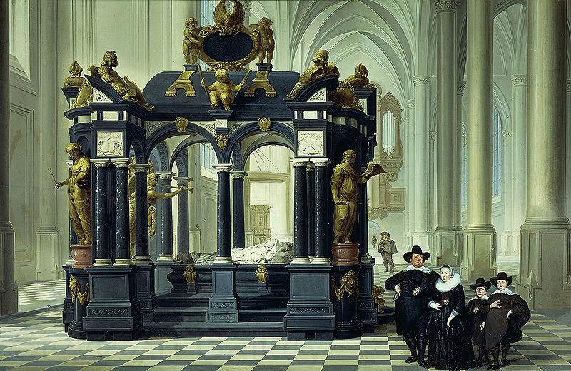 Dirk van Delen A family beside the tomb of Willem I in the Nieuwe Kerk, Delft. Spain oil painting art